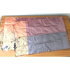 NWT Tabitha Hand Made 100% Silk Colorblock Scarf Shawl w/ Fringe 64"x 19"